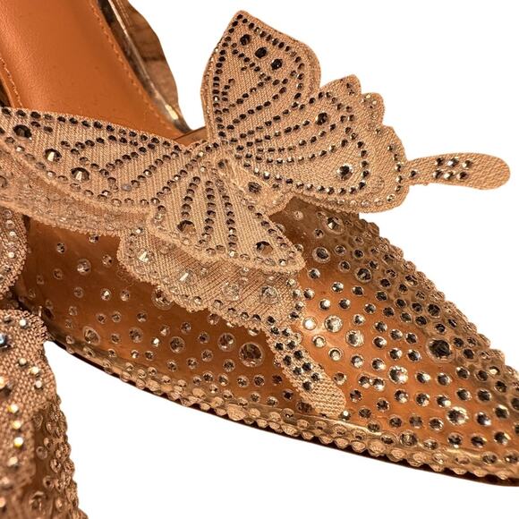 Steve Madden Rhinestone Butterfly Heels Silver Clear PVC Cinderella Pumps 9M - Picture 3 of 6